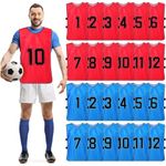 24 Pcs Scrimmage Training Vest - Soccer, Basketball, Football Bibs/Pinnies, Reversible Numbered Team Sports Pinnies Jerseys with Belt, Practice Jersey Pennies for Youth and Adults