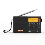 XHDATA D-808 Digital Radio Portable FM stereo/SW/MW/LW SSB RDS Air Band Multi Band Radio Speaker with ATS,LCD Display, Sleep Timer,Alarm Clock,External Antenna Black