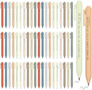 Cholemy 50 Pcs Christian Pens Bible Verses Retractable Gel Pens Macaron Pens with Inspirational Bible Verse Christian Gifts Bulk for Student School Office (Morandi)