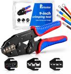 Partastar 9-Inch Ratcheting Crimping Tool for Insulated with 3 Dies