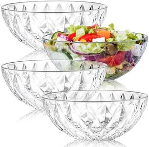 ZOOFOX 4 Pack Clear Plastic Serving Bowls, Large Unbreakable Salad Bowls for Fruit, Salad, Popcorn, Chips, Dips, Condiments, Party Snack and More, 9 inch