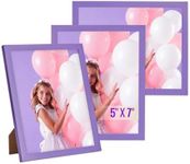 TWING 5x7 Purple Picture Frames,Tabletop Photo Frames Set with Mat for Gallery Wall Decor, Hanging Horizontal/Vertical Display, 3 Pack