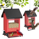 ScinDa Bird Feeders for Outdoors,5LBS Large Capacity Squirrel Proof Bird Feeders for Outdoors Hanging,Bird Feeder with Bilateral Weight-Activated Perches,for Finch,Cardinal,Squirrel Chew-Proof (Red)