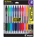 PILOT G2 Premium Refillable and Retractable Rolling Ball Gel Pens, 0.7mm Fine Point, Assorted Color Inks (New Rose Pink & Grape Inks), 10-Pack