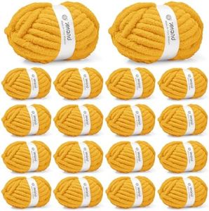 Inhand Honey Gold Chunky Chenille Yarn for Hand Knitting,Thick Bulky Fall Decor Blanket Yarn for Crocheting,Soft Fluffy Yarn for Autumn Crochet Gifts for Women/Beginners,18 Pack (29.5Yds/8.4oz Each)