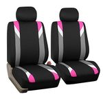 FH GROUP Car Seat Covers Front Set Cloth - Seat Covers for Low Back Car Seats with Removable Headrest, Universal Fit, Automotive Seat Cover, Airbag Compatible Car Seat Cover for SUV, Sedan, Van Pink