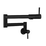 KirlystonE Pot Filler Kitchen Faucet, Matte Black Wall Mount Pot Faucet with Folding Arms for Kitchen Sink