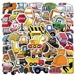 50 Pcs Cartoon Toy Cars Stickers for Kids Boys, Waterproof Vinyl Decal Pack for Water Bottles Guitar(Construction truck, Airplane, Train, Helicopter, Car, Tractor, School Bus, Firetruck, Rocket)