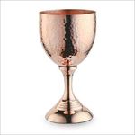 Goldman (3.5" x 6" inches) Pure Copper Designed Hammered Goblet Glass Wine Glass | Perfect for Party, Serving |Perfect Drinking Experience | Bar Ware