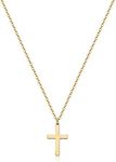 LIAN 18K Gold/Silver Plated Cross Necklace for Women Cross Pendant Necklace Simple Cute Tiny Cross Prayer Necklace for Teenage Girls Baptism Jewellery Gifts(Gold-Simple Cross Necklace)