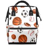 Tavisto Snow Fox Diaper Bag Backpack Multifunction Mummy Backpacks Waterproof Large Diaper Bags for Moms Dads, Soccer Basketball, Soccer Basketball