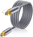 Digital Optical Audio Cable SOUNDFAM Toslink Cable [24K Gold-Palted,Hi-Fi Sound] Fiber Optic Cord for Home Theater,Sound Bar,TV,Xbox,Playstation-Grey (6.6Feet/2M)