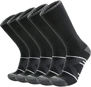 Merino Wool Socks for Men & Women Thermal Winter Hiking Warm Thick Crew Cozy Boot Work Gift Socks Stocking Stuffers 5 Pairs (Black,L)