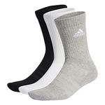 adidas Unisex Cushioned Crew Socks 3 Pairs, Medium Grey Heather / White / Black, 4.5-6