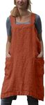 Hawholm Japanese Pinafore Apron Smock Cotton Apron with Pockets Plus Size Aprons for Women, Orange, X-Large