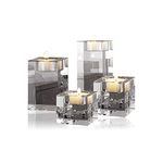 Cosy YcY Crystal Tealight Candle Holders,K9 Clear Square Tealight Holders For Table, Centerpiece Set, Candle Holder Set For Home Deco/Party/Wedding Housewarming Gift (Hight of 4+6+8+10cm)