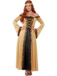 Smiffys Deluxe Medieval Countess Costume, Gold Dress, Historical Fancy Dress, Historical Dress Up Costumes