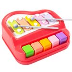 Gooyo 1503 Non Battery 2 in 1 Mini Piano and Xylophone Toy with Colorful Keys & 2 Mallets for Babies/Girls/Boys/Kids/Gifts | Red Color (Battery Not Required)