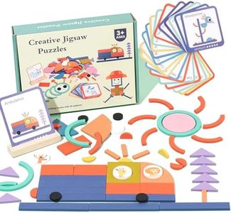 Jastown Tangram Puzzle,120 Piezas Tangram Puzzles Infantil Rompecabezas de Madera,Juegos educativos niños 3 4 5 6 años,Juguetes Montessori 3 años,Creativos Juegos Interactivos Regalo para Niñas