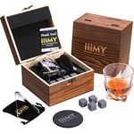 Whiskey Stones and Glass Gift, 4 Whisky Stones + Twist Whisky Rock Glass + Slate Coasters for Whiskey and Scotch, Christmas/Birthday Present for Men/Women