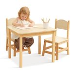 OOOK Wood Kids Table and 2 Chair Set, Waterproof Desktop, Easy to Clean, Smooth Edge, Ideal Toddler Table Chairs Set for Eating, Snack Time and Play Games