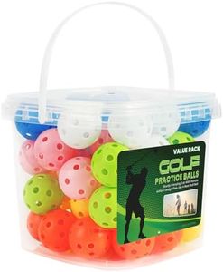 Golf Practice Balls Plastic Value 50 Pack and Golf Ball Bucket with Handle, Limited Flight Sports Training Ball, Indoor Outdoor Backyard Garden Driving Range Use (Mixed Color)