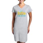 CafePress Life's Better Beach Women's Nightshirt, Soft Long Pajama Shirt, Cotton PJs/Pyjamas Heather Gray