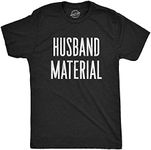 Crazy Dog T-shirts Mens Husband Material Tshirt Funny Wedding Day Bachelor Party Groom Boyfriend Engagement Pic Tee (Heather Black) - 5XL