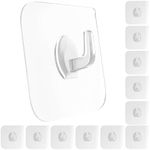 GLUIT Adhesive Plastic Clear Hooks Transparent Hook for The Drill-Free Wall