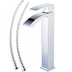 Leekayer Bathroom Vessel Sink Faucet Single Handle Chrome Finish Waterfall Spout 1 Hole Deck Mount Lavatory Modern Tall Tap,LK70531ZH