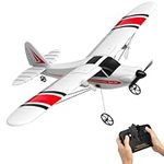 VOLANTEXRC RC Plane Ready to Fly for Beginners, 2.4Ghz 2-CH Remote Control Plane RTF for Kids & Adults, Portable & Easy to Fly Outdoor Toy with Gyro Stabilization System & 2 Batteries (762-2 Red)