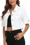 MISS MOLY Cropped Jean Jackets Women Summer Short Sleeve Denim Jackets White S