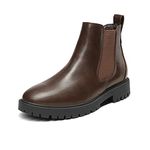 DREAM PAIRS Women's Chelsea Ankle Boots Fashion Slip-on Elastic Fall Low Heel Booties Shoes,Size 11,Brown/Pu,DAB213