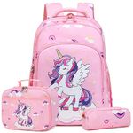 Dafelile Unicorn Backpack for Girls School Backpack for Girls Unicorn Bookbag School Bag Set for Elementary
