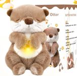 Breathing Stuffed Animal, Soothe Snuggle Otter Plush for Anxiety Adults and Kids, Volume Control, Machine Washable, Baby toy Sleep Buddy Soothing Otter with Realistic Breathing and Lights Music