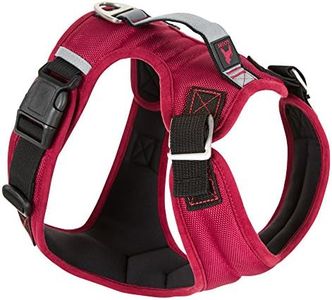 Gooby Pioneer Dog Harness with Control Handle & Seat Belt Restrain Capability, X-Large, Red