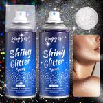 2pcs Glitter Spray, Body Glitter Spray for Hair Face Skin, Glitter Hair Spray, Quicking Drying and Long Lasting Shiny Glitter Hairspray, Body Glitter for Stage, Makeup Glitter for Festival Rave, Halloween & Christmas Party