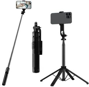 Palo selfie Quad trípode con mando a distancia, STRBDYI bastones selfie monopie 50" (130 cm) portátil trípode para móvil con soporte Gogro compatible con iPhone, Samsung, cámara, smartphone