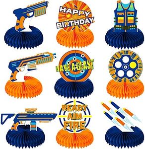 9 Pieces Dart War Honeycomb Centerpieces Theme Party Table Toppers and Target Table Decorations Double Sided Table Decorations Baby Dart War Birthday Party Decorations