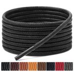 Handshop 3 Pairs Dress Shoe Laces for Men, Replacement Shoelaces for Dress Shoes, Waxed Round Shoe Strings for Women’s Oxford Shoes and Chukka(Black, 70cm)