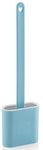 MHR Silicon Toilet Brush with Plastic Holder Slim Flex Toilet Cleaner Brush Anti-drip Set, No-Slip Long Handle Soft Silicone Brush (1, Blue)