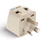 OREI Type I Plug Converter - Compatible with India, Australia, New Zealand, China - Ideal for Laptops, Camera Chargers - CE, RoHS Certified - Beige