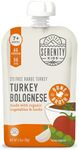 Serenity Kids 7+ Month Bone Broth Puree Made with Organic Veggies - Clean Label Project Purity Award Certified - BPA-Free Pouch - 3.5 Oz Free Range Turkey Bolognese - 12 Count Baby Food Turkey Puree