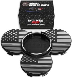 InTimesAuto 65MM 2.6 Inch Wheel Center Caps for Ford FL341A096 Rim Wheel Center Hub Caps, Pack of 4 Gloss Black with American Flag