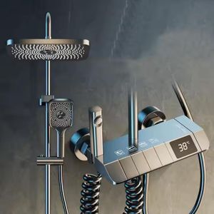 ZeeCry Brass Wall Mount Set For Batroom 4 in 1 function Thermostatic Mixer Hot & Cold Shower system, Hand shower | overhead Shower | Jet Spray Shower For Bathroom