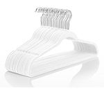 MIZGI Velvet Hangers (Pack of 50) Heavyduty - Non Slip - Velvet Suit Hangers White - Chrome Hooks,Space Saving Clothes Hangers