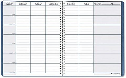 House of Doolittle 50907 Teacher's Planner, Embossed Simulated Leather Cover, 11 x 8-1/2, Blue