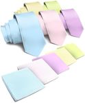 Vittorio Farina Solid Satin Necktie & Pocket Square Set (Sky/Pink/Lavender/Maize/Mint)