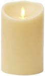 Luminara Flameless Pillar Candle (3.5"x5")- Moving Flame LED Battery Operated Lights with Unscented Real Wax - Scalloped Top - Remote Sold Separately (Ivory)