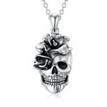 Seiyang Skull Necklace 925 Sterling Silver Goth Necklace Gothic Skeleton Jewelry Gift for Women Men